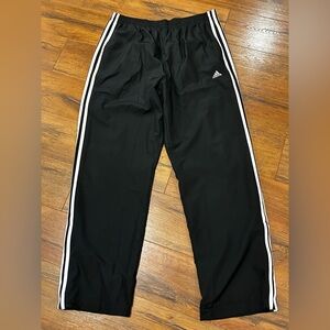 Adidas Women’s Large Black White Stripes Track Warm Up Pants Zipper Legs Lined